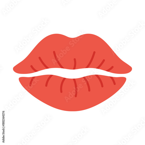 Stylish lips illustration with a romantic and playful mood. For Valentine, wedding design, love branding, invitation, beauty themes, cards, modern romantic visuals. Isolated. Hand drawn. Flat vector.