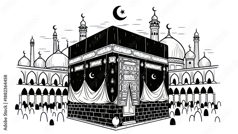 Fototapeta premium Kaaba and Grand Mosque in Mecca Saudi Arabia.