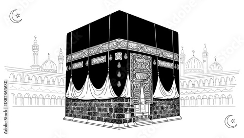 Kaaba in Mecca, Saudi Arabia, a sacred Islamic site.