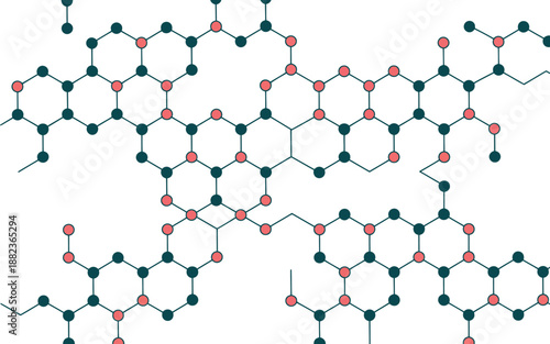 A molecular structure diagram showing a complex network of interconnected atoms and bonds in a scientific illustration.