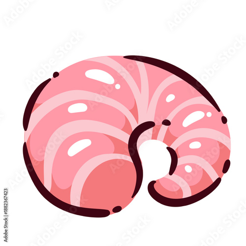 Shrimp luxury seafood delicacy, premium peeled shrimp for mediterranean cuisine, healthy diet food rich in protein and omega fats, gourmet seafood ingredient, cartoon vector illustration