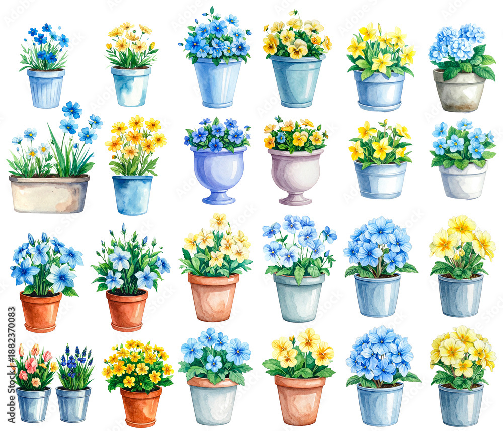 Fototapeta premium Watercolor style floral architecture antrouge illustration set