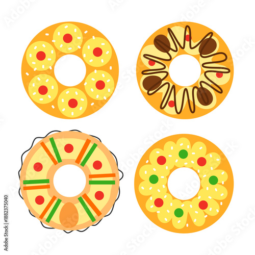 Rosca de pascua from Argentina set. Hispanic easter bread with cream. Traditional latin spring holiday food.