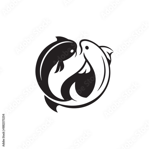 Yin Yang Symbol with Two Koi Fish Balance and Harmony Concept.