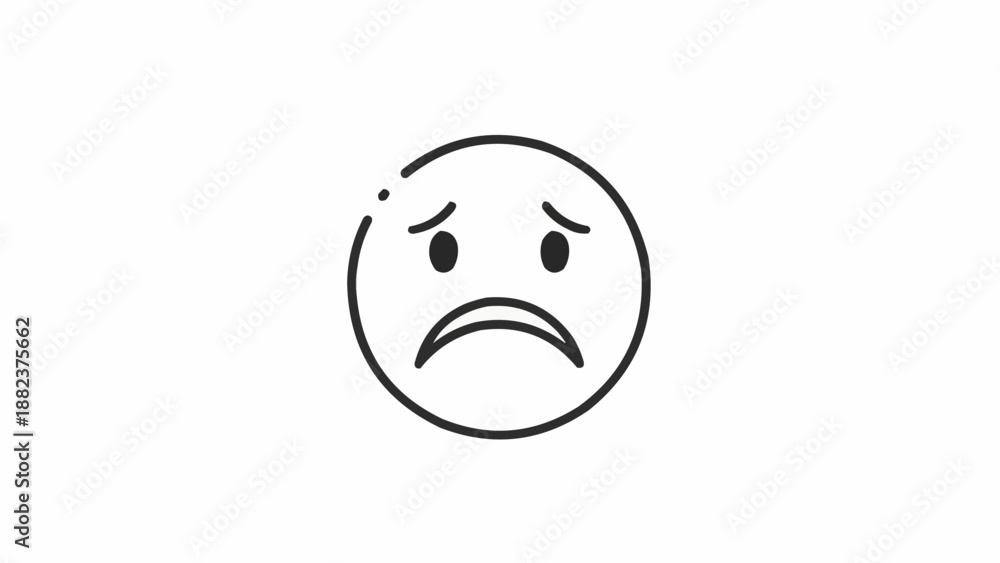 Fototapeta premium Sad face emoticon with frown.