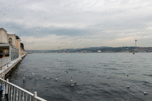 View from the embankment of the Bosphorus Strait in Istanbul, Türkiye