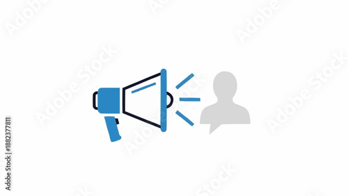 Megaphone announcing to a person.