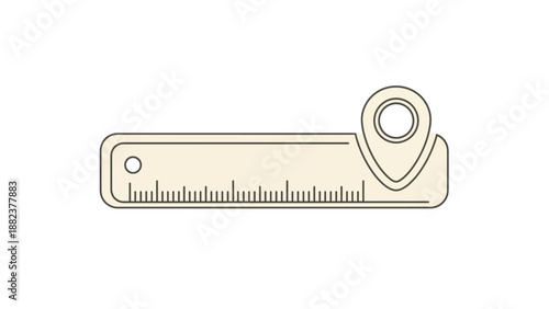 Location Marker On Ruler Icon for Measurement and Navigation Concepts