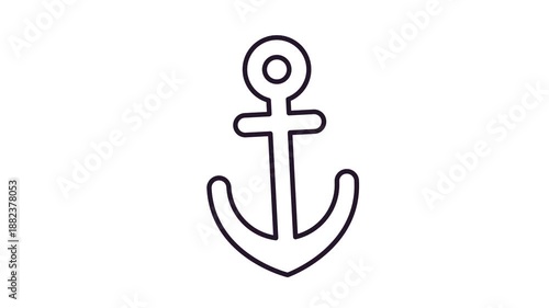 Marine Anchor Animated Black and White Symbol on White Background for Sites, Video, Filming