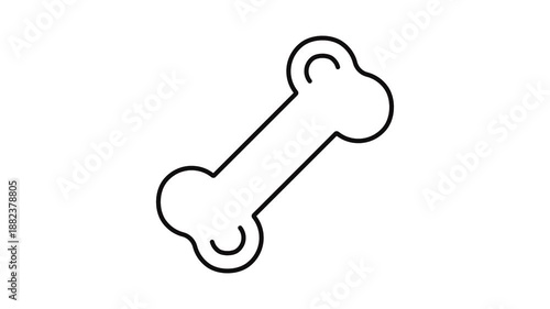 Bone Animated Minimalistic Line Icon on White Background for Sites, Video, Filming