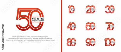 anniversary vector logo set, red color can be use for celebration