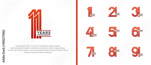 anniversary vector logo set, red color can be use for celebration