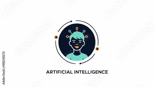 Artificial intelligence robot head illustration.