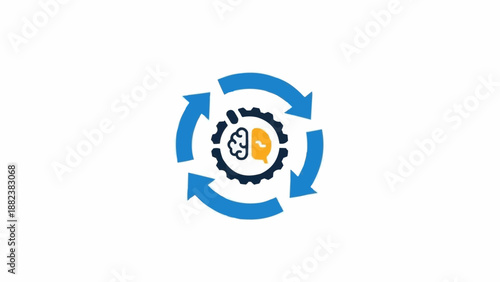 Cogwheel Brain Cycle Process Symbol.