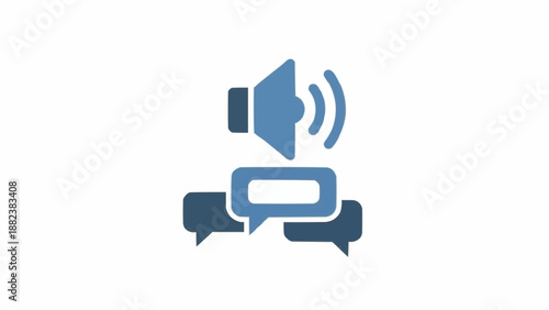 Communication speaker and chat bubbles icon.