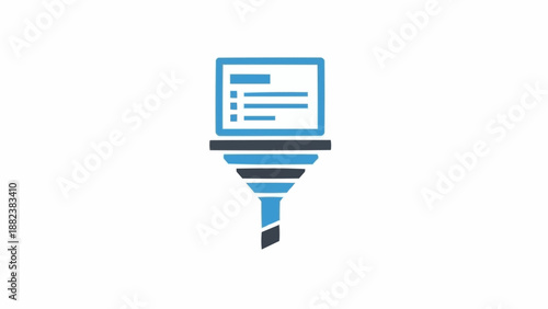Computer screen with funnel graphic.