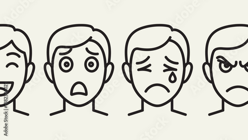 Man Showing Various Facial Expressions.