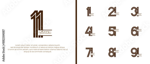 anniversary vector logo set, black color with handwriting can be use for celebration