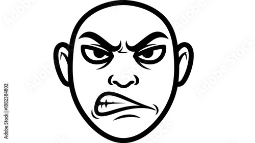 Angry Cartoon Man Illustration Facial Expression.