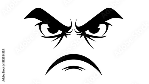 Angry Face Illustration with Intense Eyes.