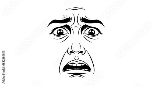 Angry Face Illustration with Open Mouth.