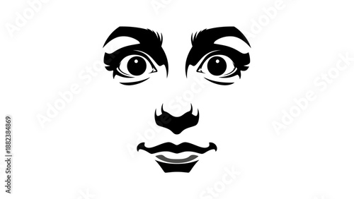 Black and White Illustration of Human Face.