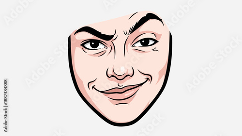 Cartoon Face with Smiling Expression.