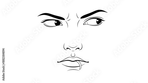 Detailed Sketch of Human Face Features.