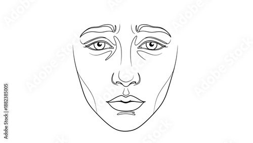 Simple Line Drawing of a Womans Face.