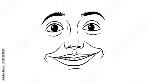 Smiling Face Simple Line Art Illustration.