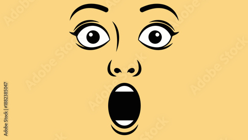 Surprised Face Illustration with Open Mouth.