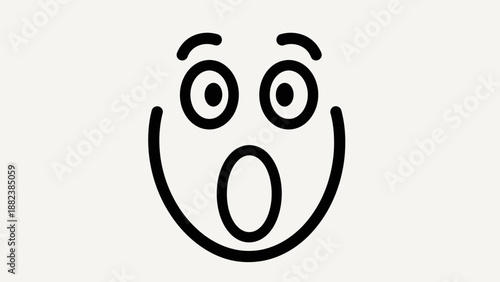 Surprised cartoon face with open mouth.