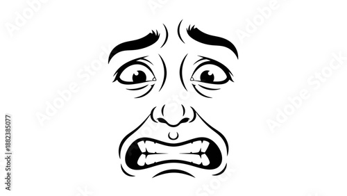 Surprised Cartoon Face with Open Mouth.