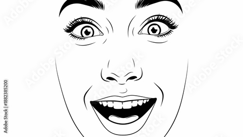 Woman Face Smiling Eyes Nose Mouth.