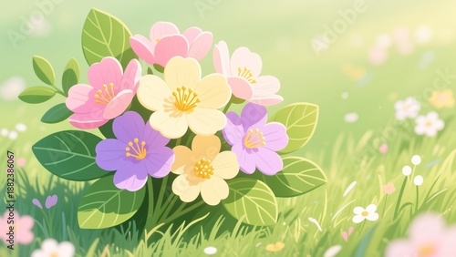 Wallpaper Mural A vibrant bouquet of colorful flowers in a lush green meadow Torontodigital.ca