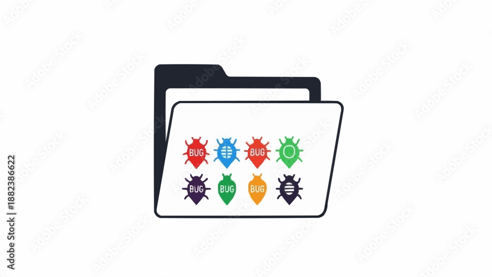 Fototapeta premium Colorful virus icons on folder.