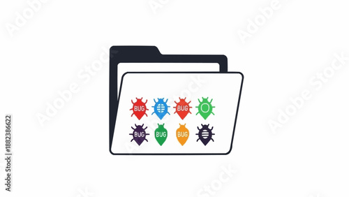 Colorful virus icons on folder.