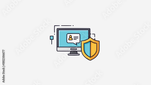 Computer Monitor with Shield and Lock.