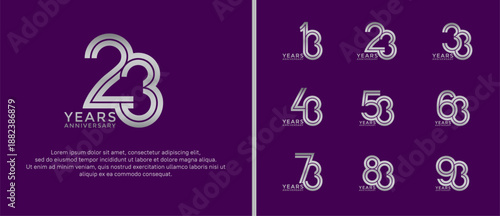 anniversary vector logo set, silver color can be use for celebration