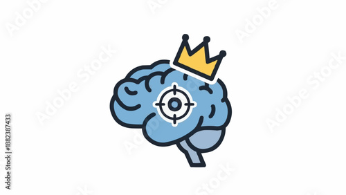 Crowned Brain with Target Symbol Inside.