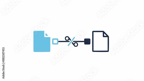 Cutting paper with scissors connected.