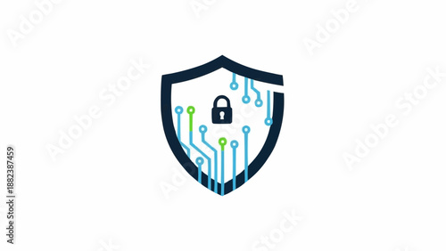 Cyber Security Shield with Lock Protection.