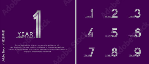 anniversary vector logo set, silver color can be use for celebration