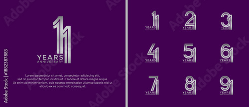 anniversary vector logo set, silver color can be use for celebration