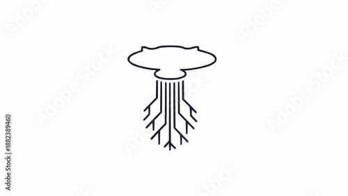 Black and white lightning storm symbol.