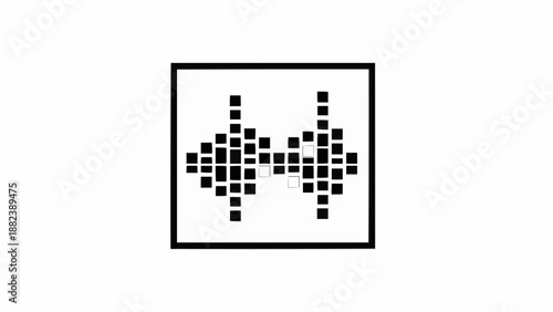 Black and white pixelated dog symbol.