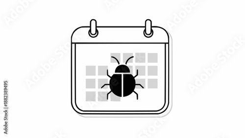 Black Beetle on Calendar Page Icon.