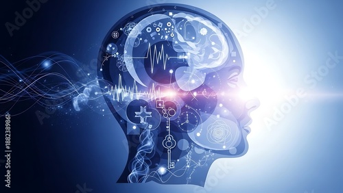 Wallpaper Mural Digital Visualization of Artificial Intelligence Brain Activity in Futuristic Technology Environment with Neural Network Elements Torontodigital.ca