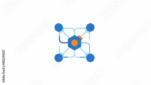 Blue and orange network connection symbol.
