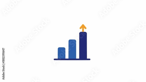 Blue Bar Graph with Upward Trend Arrow.